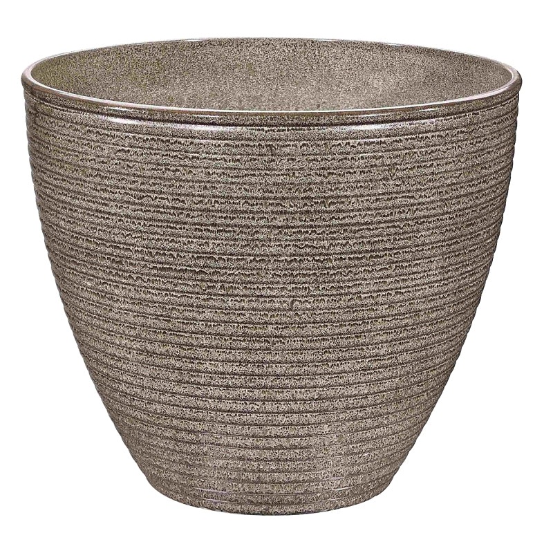 Landscapers Select PT-S005 Wave Planter, 13 in Dia, 11 in H, Round, Resin, Beige, Beige Wave, Pack of 6