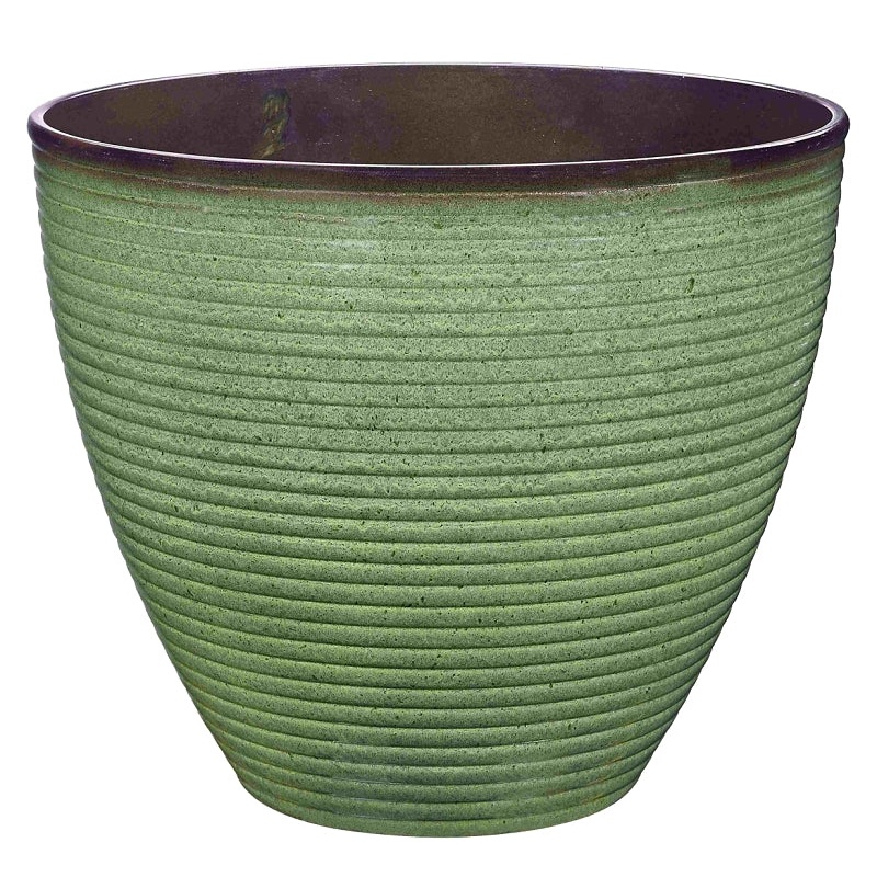 Landscapers Select PT-S006 Wave Planter, 15 in Dia, 12-1/2 in H, Round, Resin, Green, Green Wave, Pack of 6