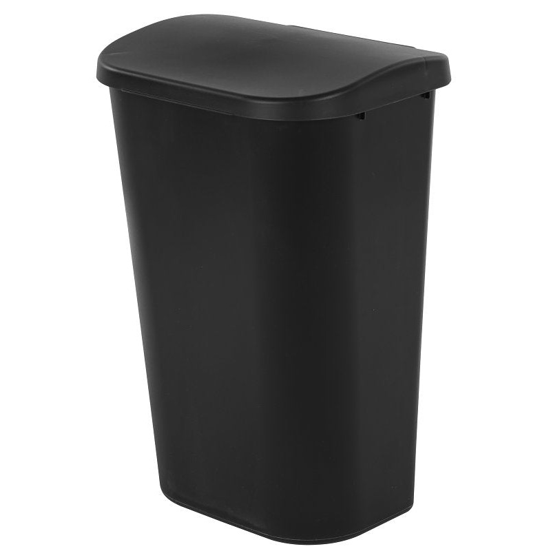 Sterilite 10759006 Wastebasket, 11.3 gal, Plastic, Black, Lift-Top Lid, Pack of 6
