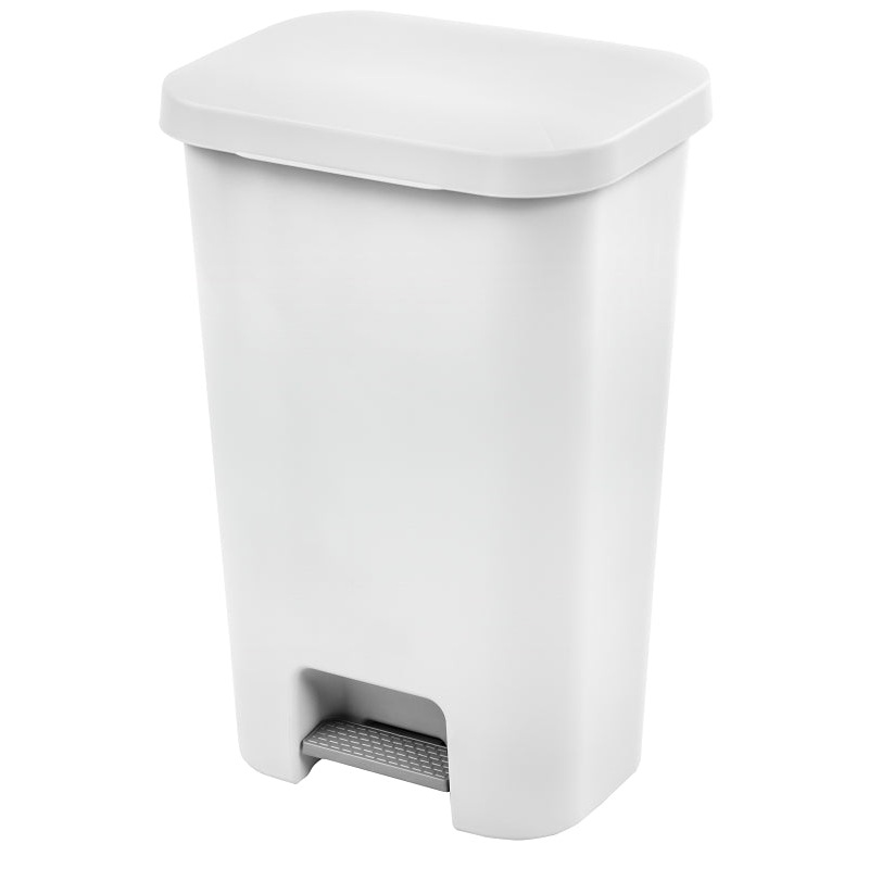 Sterilite COLORmaxx 10698004 Trash Can with Lid, 11.9 gal Capacity, Plastic, White, Textured, Step-On Lid Closure, Pack of 4