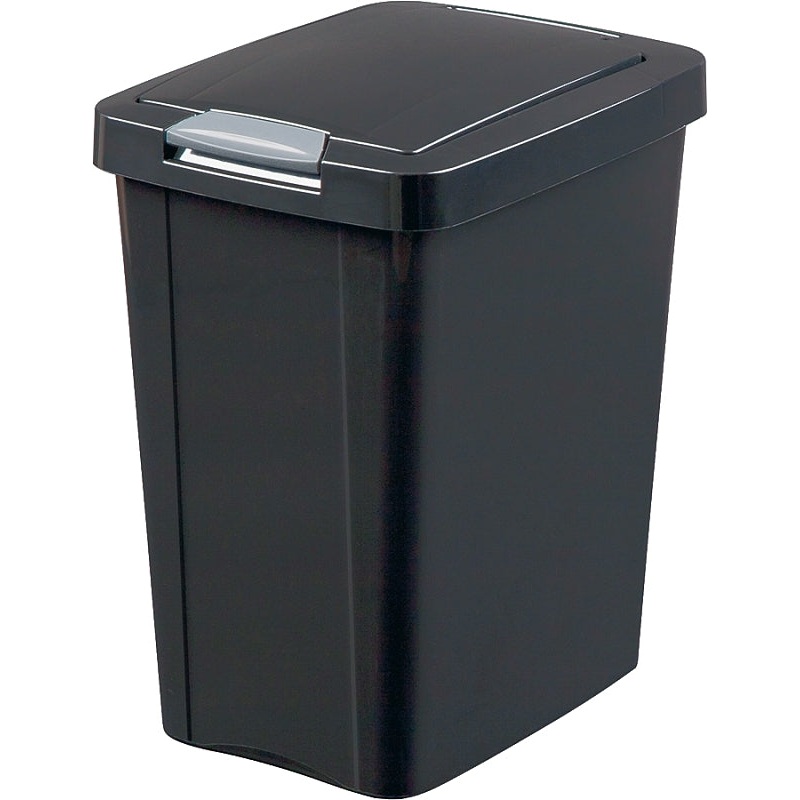Sterilite TouchTop 10439004 Waste Basket, 7.5 gal Capacity, Black, 17-3/4 in H, Pack of 4