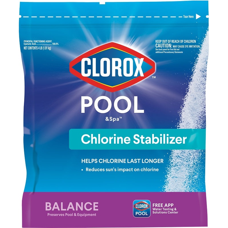Clorox 12004CLX Chlorine Stabilizer, 4 lb Bottle, Granular, White, Pack of 3