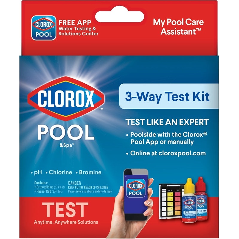 Clorox 72000CLX Test Kit, 3-Way, Bromine, Chlorine, pH Testing