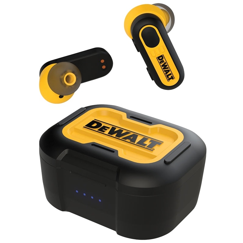 DEWALT Pro-X1 190 2092 DW2 Jobsite True Earbuds, 5.0 Bluetooth, Black/Yellow, Pack of 2