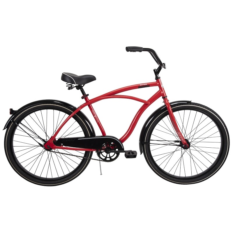 Huffy 66629 Men’s Cruiser Bicycle, Men, Steel Frame, Rear Coaster Brake, 26 in Dia Wheel, Crimson