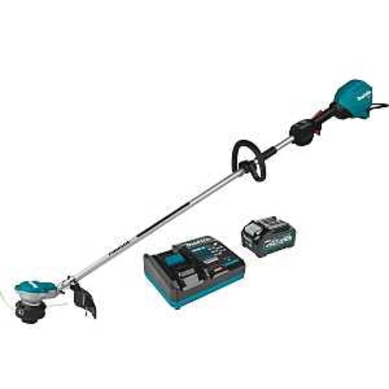Makita GRU01M1 Cordless String Trimmer Kit, Battery Included, 4 Ah, 40 V, Lithium-Ion, 3-Speed, Adjustable, Loop Handle