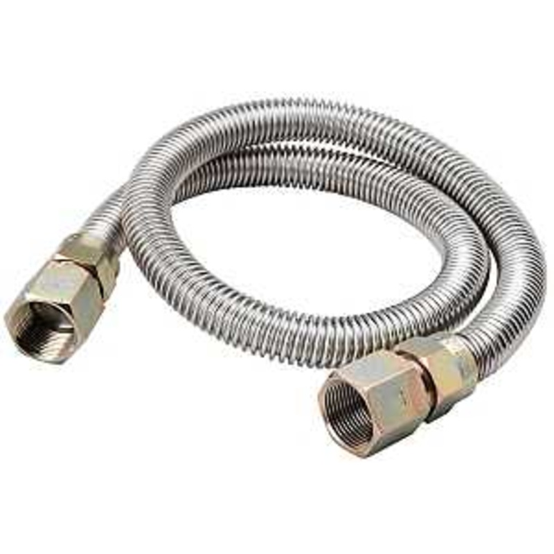 B & K G012SS151548RP Gas Connector, 3/4 x 3/4 in, FIP, Stainless Steel, 48 in L