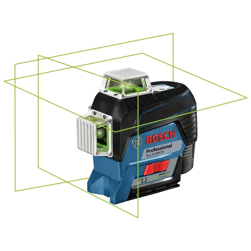 Bosch GLL330-80CGL Three-Plane Leveling and Alignment Laser, 115 ft without Receiver, 400 ft with Receiver, Green Laser