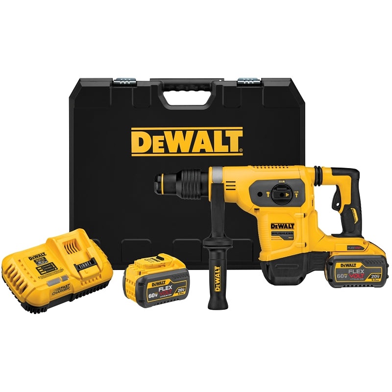 DeWALT DCH481X2 Combination Hammer Kit, Battery Included, 60 V, 9 Ah, 1-9/16 in Chuck, SDS-Max Chuck, 3150 bpm