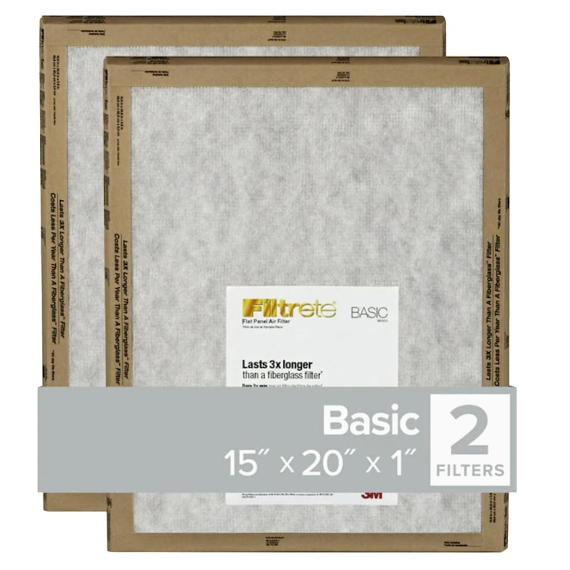 Filtrete FPL06-2PK-24 Air Filter, 20 in L, 15 in W, 2 MERV, For: Air Conditioner, Furnace and HVAC System, Pack of 24