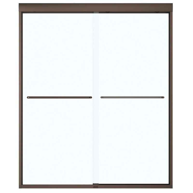 Maax Aura 135665-900-172 Shower Door, Dark Bronze Frame, Clear Glass, Tempered Glass, Semi Frame, 2-Panel, Glass