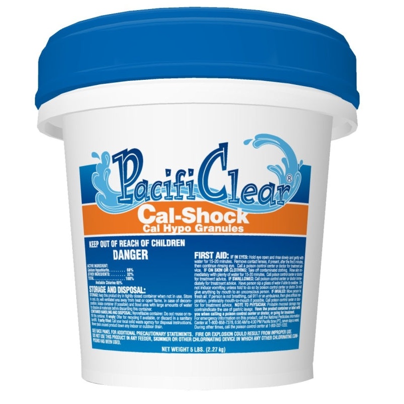 PacifiClear F022005040PC Cal-Shock Pool Chemical, 5 lb Pail, Granular, Pack of 8