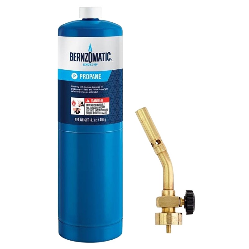 BernzOmatic UL100 Torch Kit, Includes: 14.1 oz Propane Cylinder, UL2317 Torch, Brass, Pack of 3