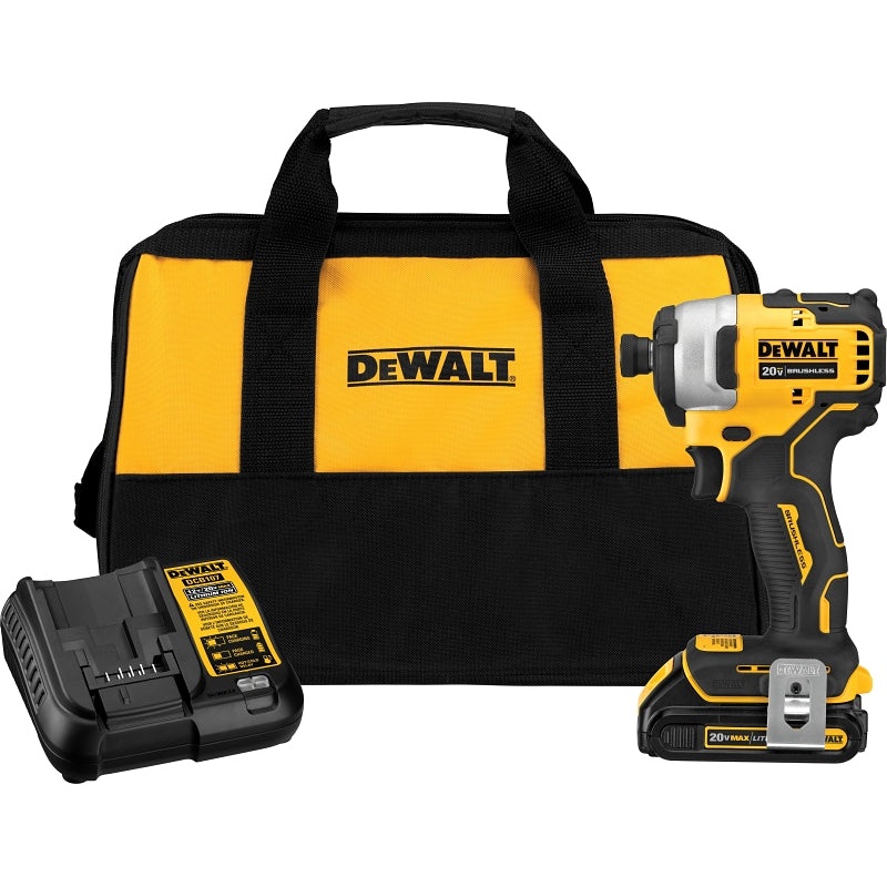 DEWALT 20V MAX ATOMIC Series DCF809C1 Impact Driver Kit, Battery Included, 20 V, 1.5 Ah, 1/4 in Drive, Hex Drive