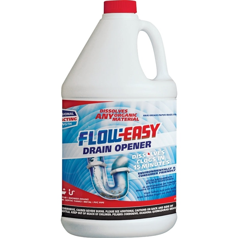 Flow-Easy FE128 Drain Opener, Liquid, Brown, 1 gal, Pack of 4
