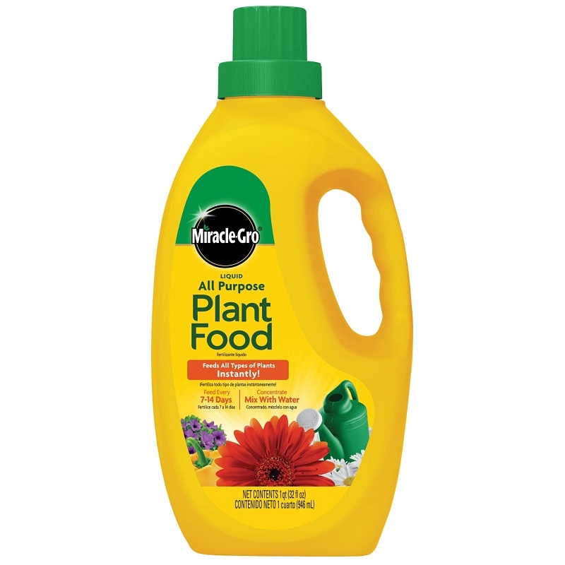 Miracle-Gro 3001502 All-Purpose Plant Food, 32 oz Bottle, Liquid, 12-4-8 N-P-K Ratio