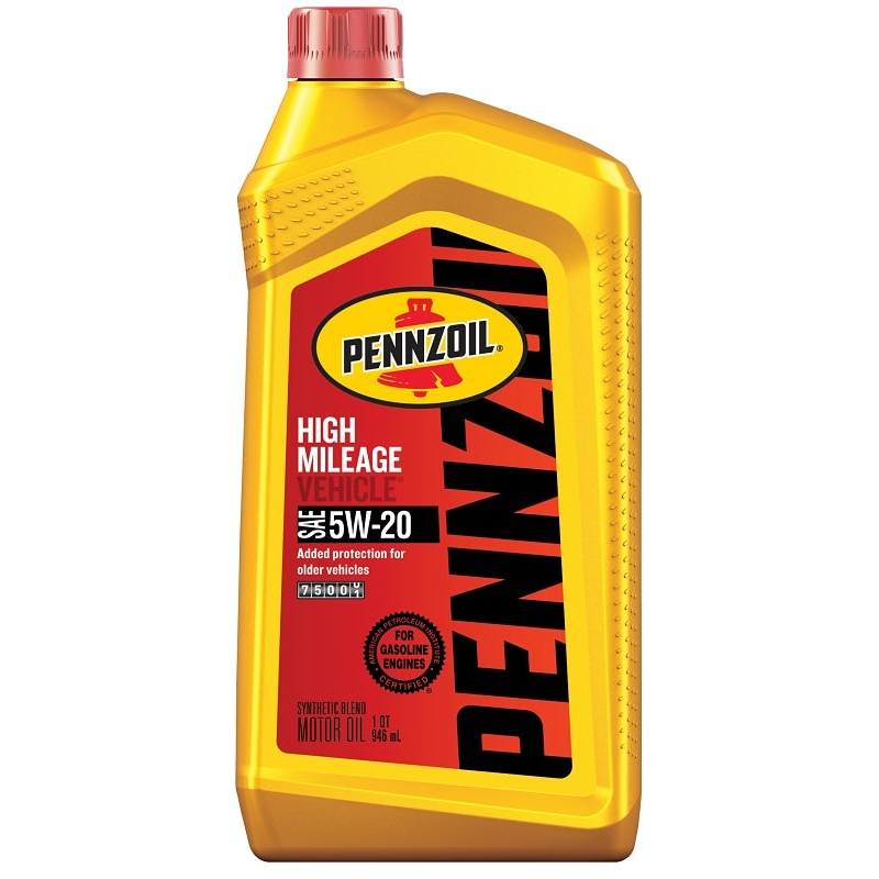 Pennzoil 550022818 High-Mileage Motor Oil, 5W-20, 1 qt Bottle, Pack of 6