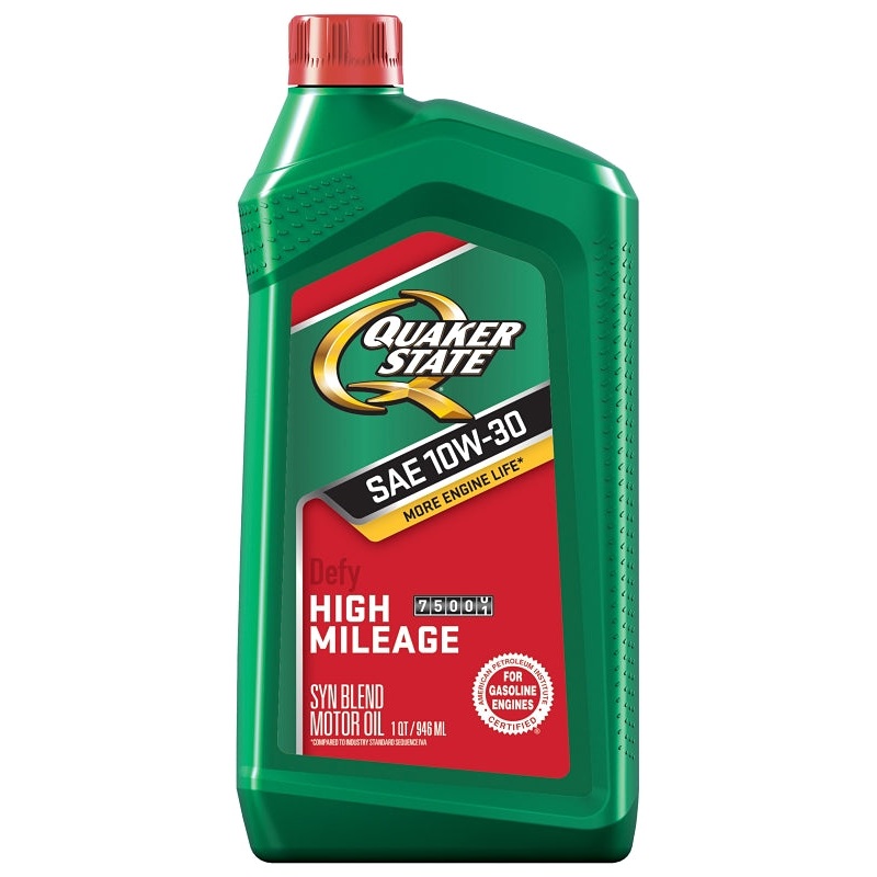 Quaker State 550043280 High-Mileage Motor Oil, 10W-30, 1 qt Bottle, Pack of 6