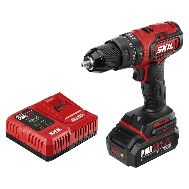Skil HD529402 Hammer Drill Kit, Battery Included, 20 V, 2 Ah, 1/2 in Chuck, Keyless, Ratcheting Chuck