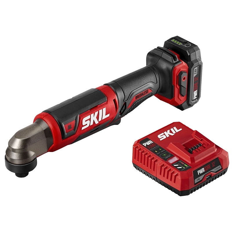 Skil RI574502 Right Angle Impact Driver, Battery Included, 12 V, 2 Ah, 1/4 in Drive, Hex Drive, 3750 ipm