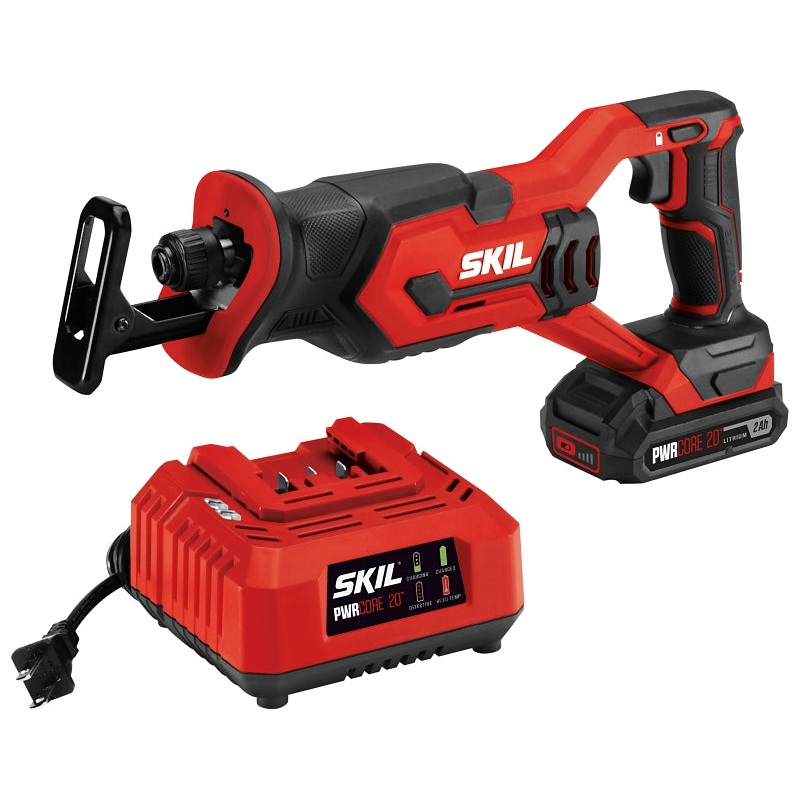 Skil RS582902 Compact Reciprocating Saw Kit, Battery Included, 20 V, 2 Ah, 3/4 to 4-3/4 in Cutting Capacity