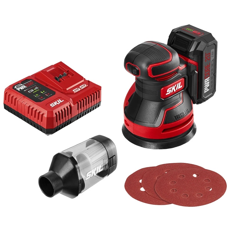 Skil SR660302 Random Orbit Sander Kit, Tool Only, 20 V, 2 Ah, 125 mm Pad/Disc