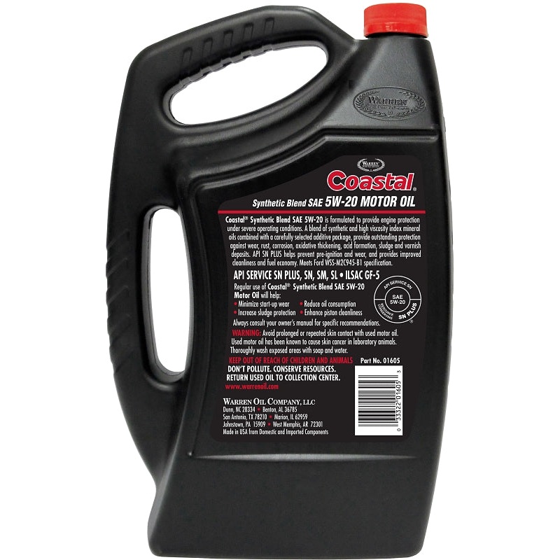 Warren 01605 Motor Oil, 5W-20, 5 qt, Pack of 3