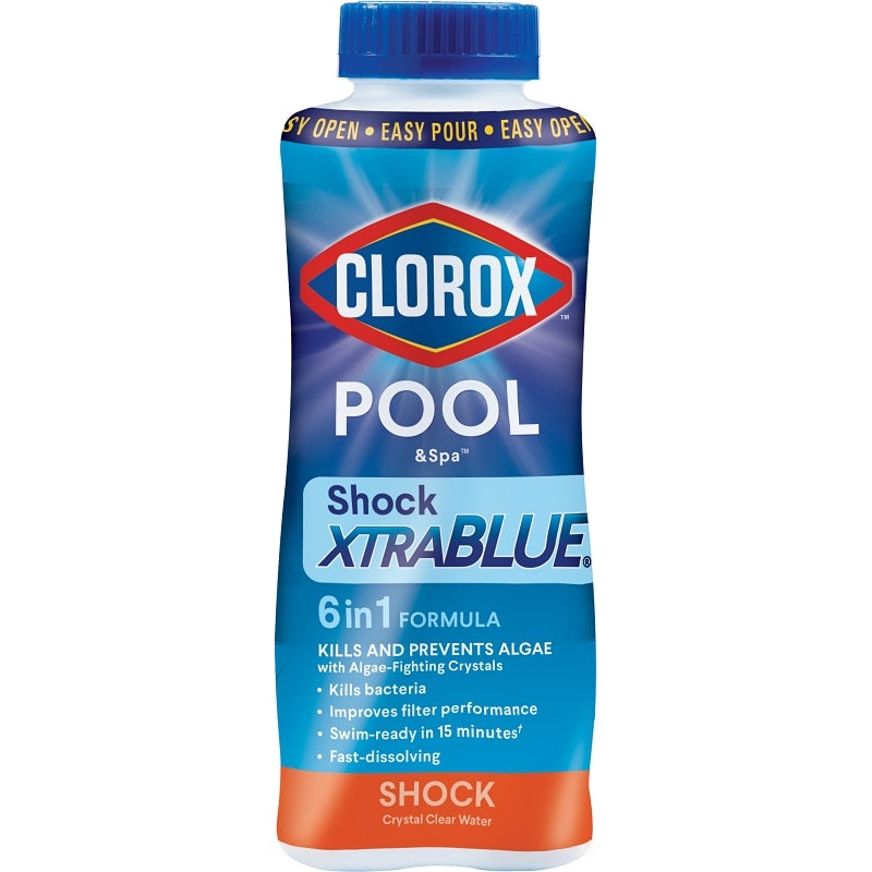 Clorox POOL & Spa Shock Xtrablue 33020CLX Pool Chemical, 1 lb Bottle, Solid, Chlorine, Blue/Green, Pack of 36