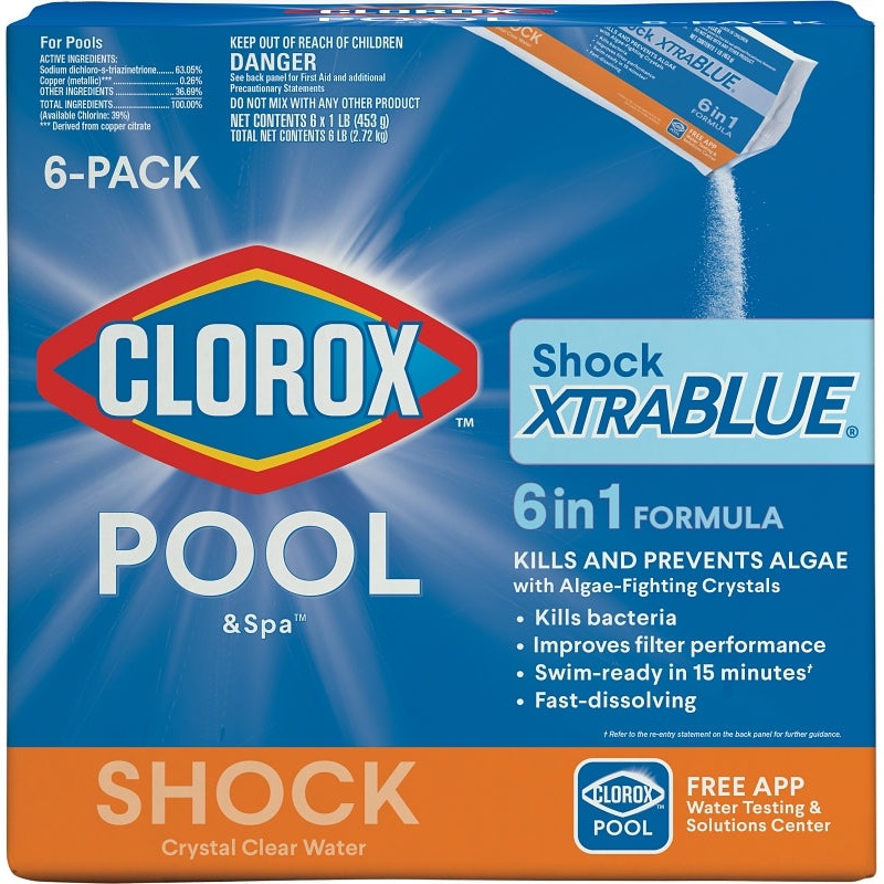Clorox POOL & Spa Shock XtraBlue 36006CLX Pool Chemical, 1 lb Bottle, Chlorine