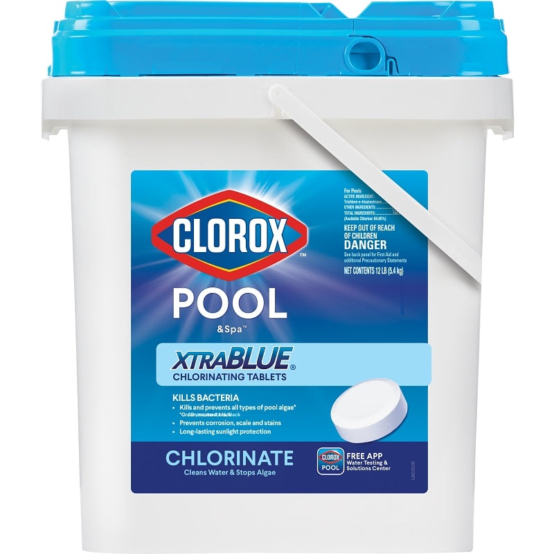 Clorox POOL & Spa XtraBlue 23012CLX Chlorinating Tablet, Solid, Chlorine, 12 lb