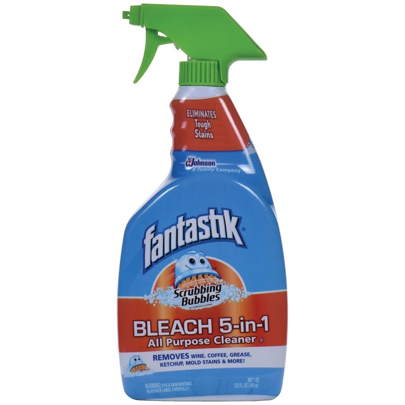 Fantastik 71631 All-Purpose Cleaner, 32 oz Spray Bottle, Liquid, Bleach, Light Yellow