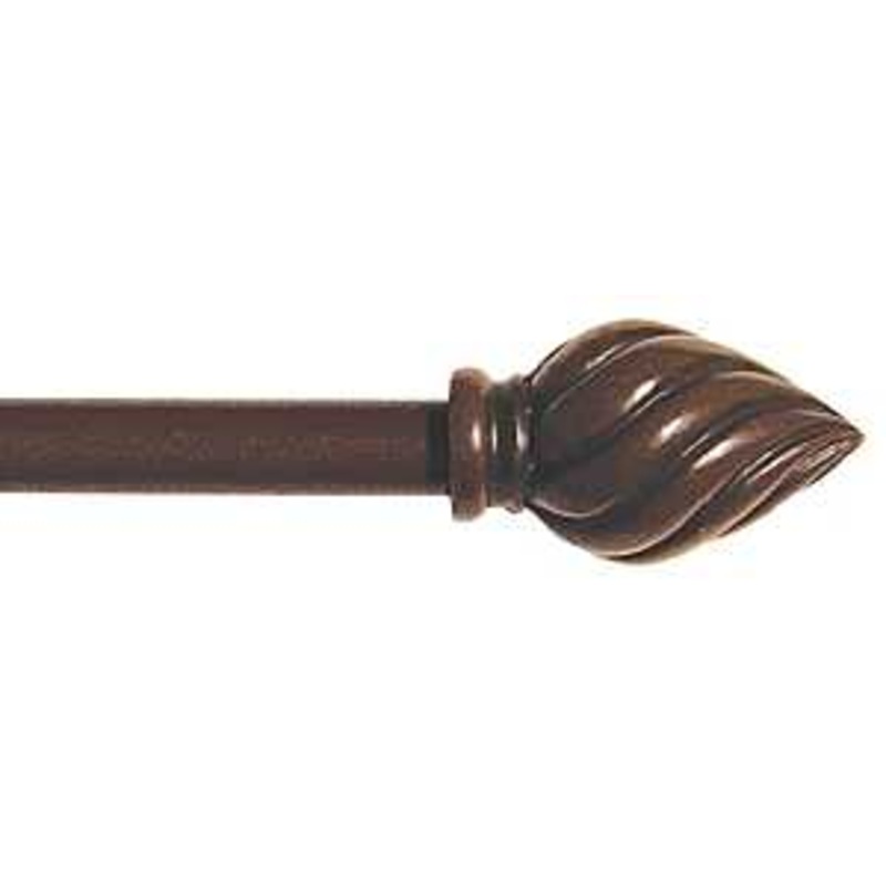 Kenney KN44103 Curtain Rod, 1/2 in Dia, 48 to 86 in L, Plastic, Weathered Brown