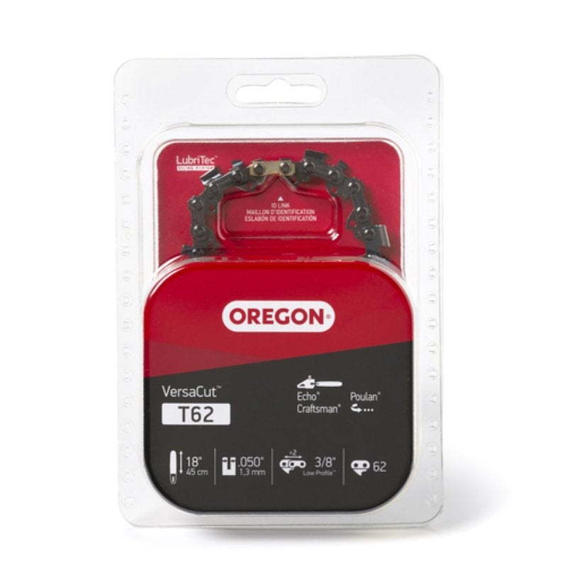 Oregon VersaCut T62 Chainsaw Chain, 18 in L Bar, 0.05 Gauge, 3/8 in TPI/Pitch, 62-Link