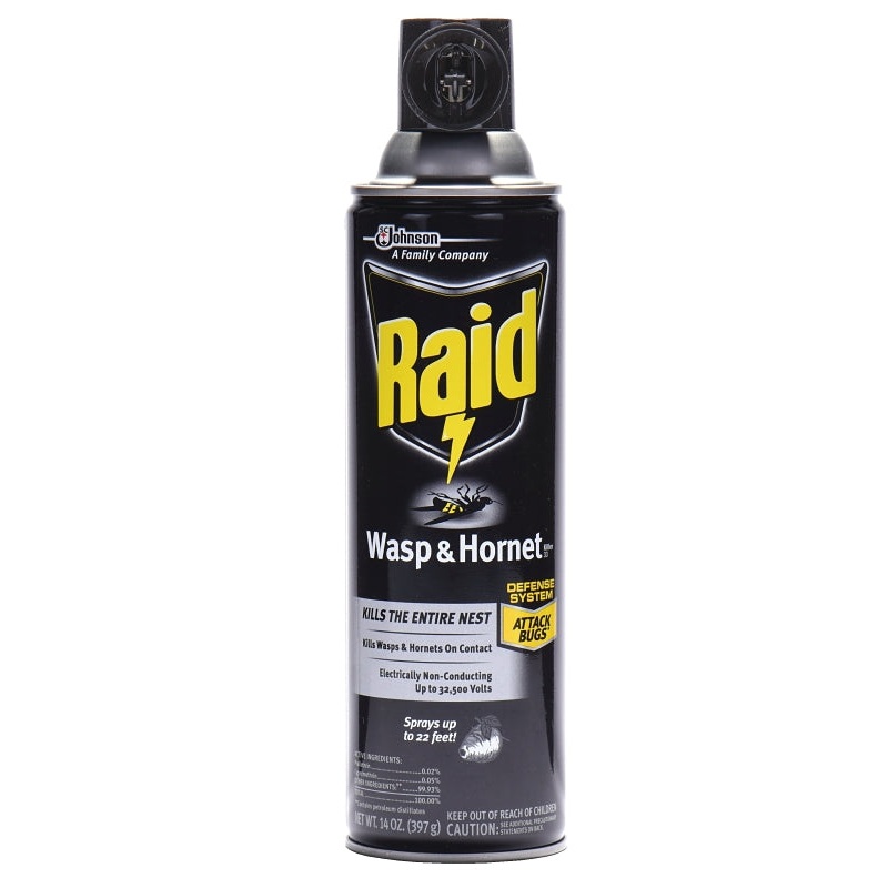 Raid 01353 Wasp and Hornet Killer, Gas, Spray Application, 14 oz, Aerosol Can
