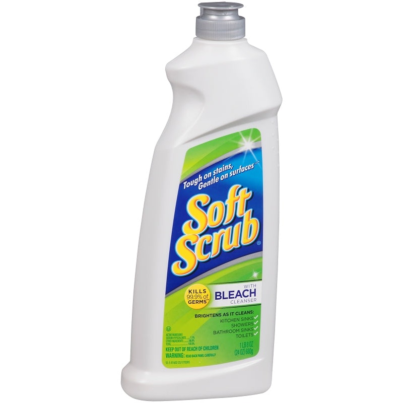 Soft Scrub 01602 Soft Scrub with Bleach Cleanser, 24 oz Bottle, Cream, Characteristic, White