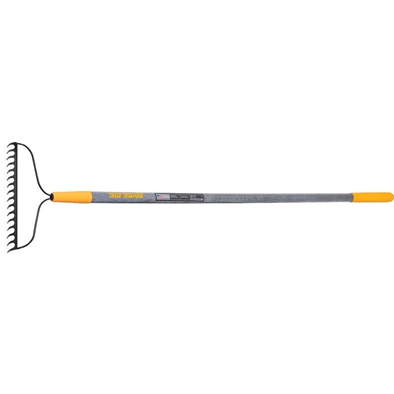 True Temper 2811600 Bow Rake, 3-1/2 in L Head, 15.78 in W Head, 16-Tine, Steel Tine, 63.9 in L Handle