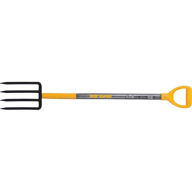 True Temper 2812200 Spading Fork, 7-1/8 in W Tine, 8 in L Tines, Diamond Shaped Tine, 4-Tine, Steel Tine