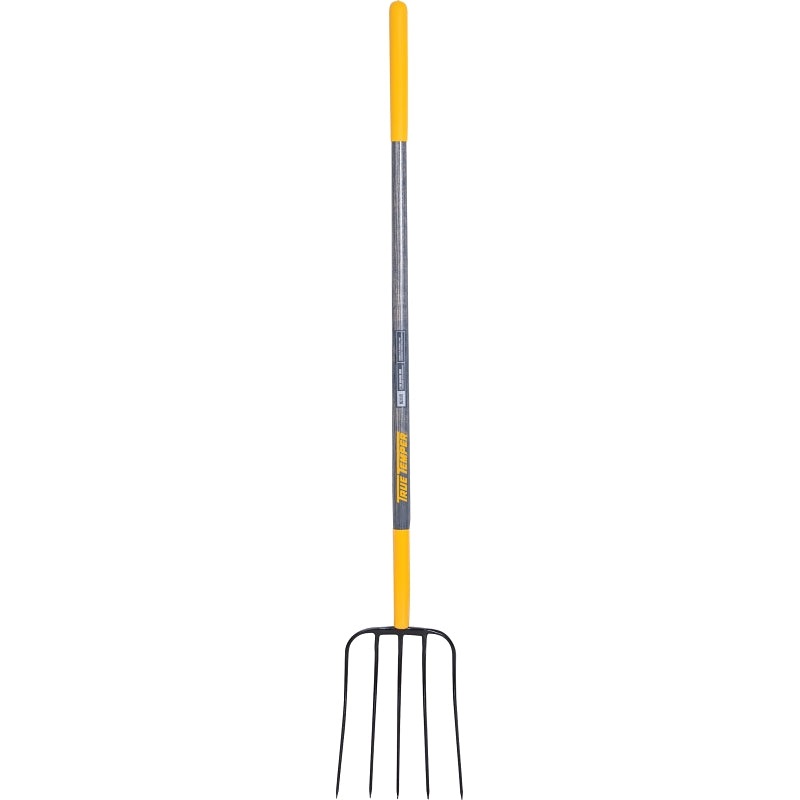 True Temper 2812300 Manure Fork, Oval Tine, Steel Tine, Hardwood Handle, Cushion End Grip Handle, 48 in L Handle