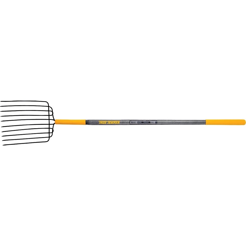 True Temper 2812400 Bedding Fork, Round Tine, Steel Tine, Hardwood Handle, Cushion End Grip Handle, 48 in L Handle