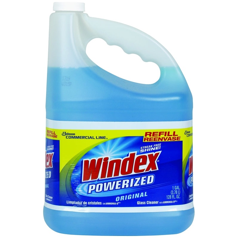 Windex 12207 Glass Cleaner Refill, 128 oz Bottle, Liquid, Pleasant, Blue, Pack of 4