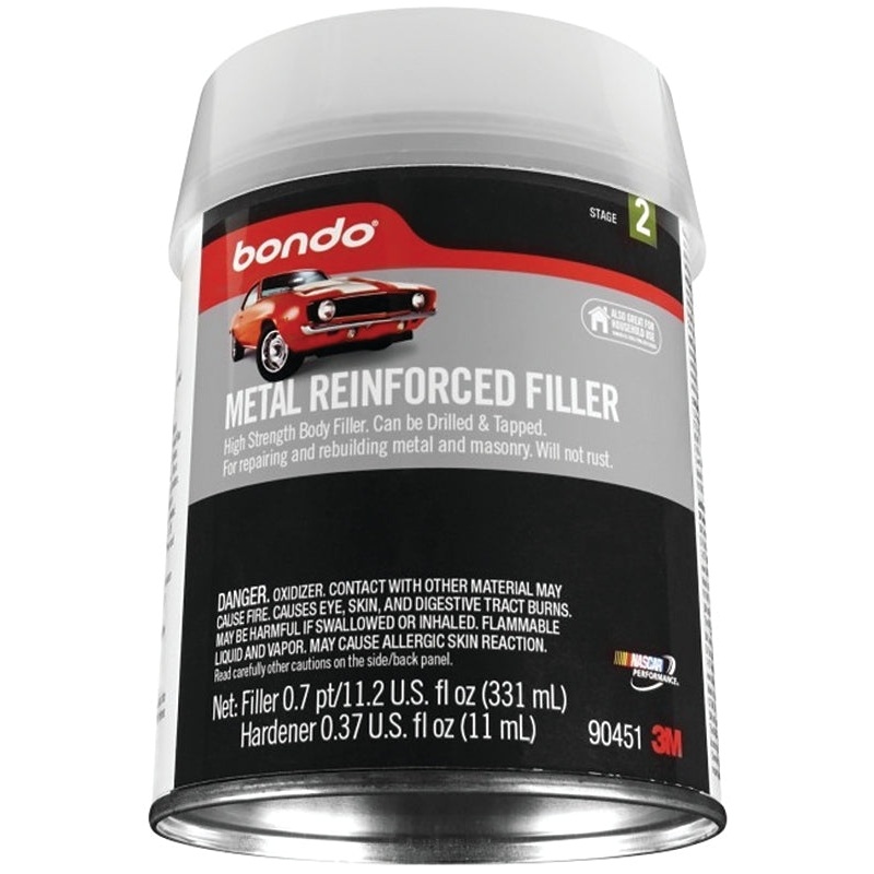 Bondo 90451 Reinforced Filler, 0.7 pt Can, Putty, Pungent Metallic