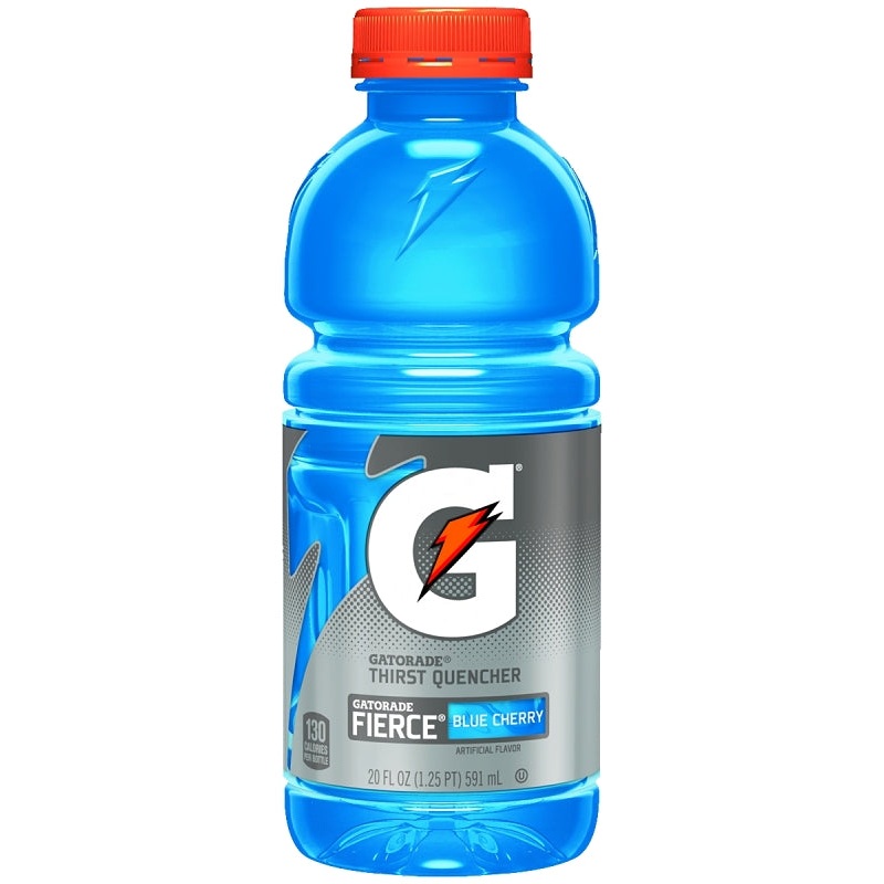 Gatorade 10412 Thirst Quencher Sports Drink, Liquid, Fierce Blue Cherry Flavor, 20 oz Bottle, Pack of 24