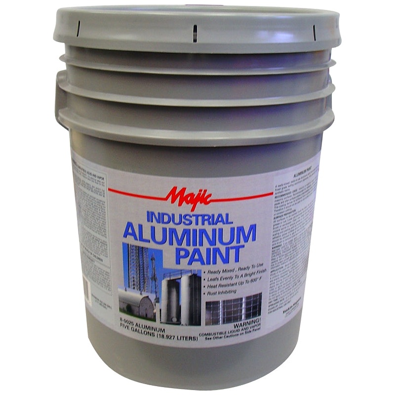 Majic Paints 8-0025-5 Aluminum Paint, Oil Base, 5 gal, Pail, 600 sq-ft/gal Coverage Area