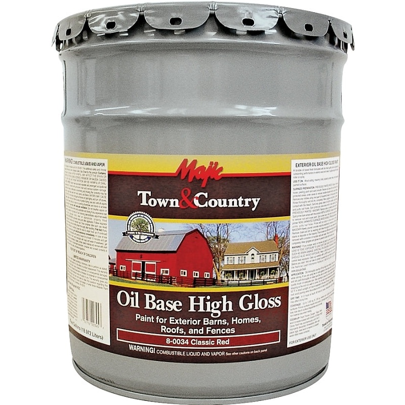 Majic Paints 8-0034-5 Barn and Fence Paint, High-Gloss, Classic Red, 5 gal Pail