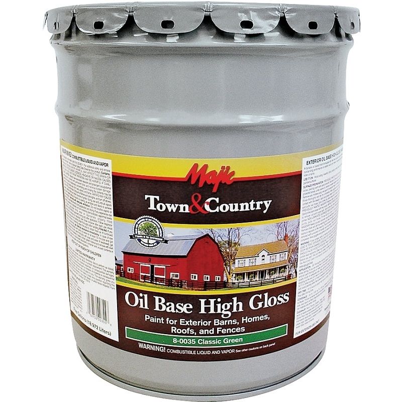 Majic Paints 8-0035-5 Barn and Fence Paint, High-Gloss, Classic Green, 5 gal Pail