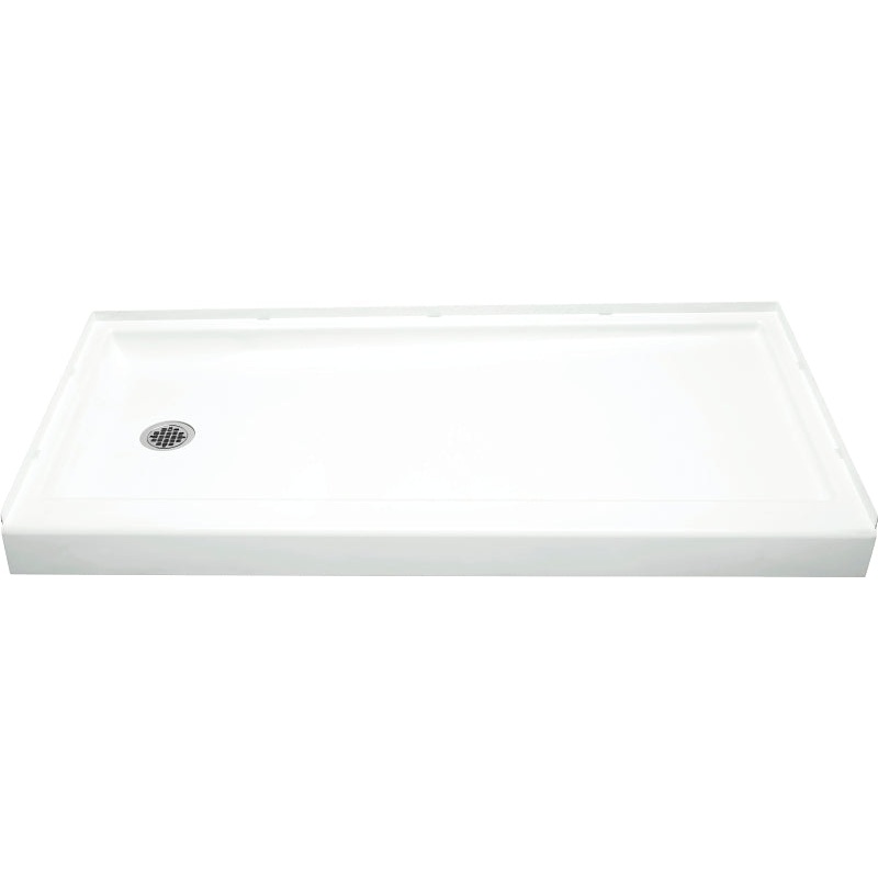 Sterling Ensemble 72171110-0 Shower Base, 60 in L, 30 in W, 5 in H, Vikrell, White, Alcove Installation, 3-5/16 in Drain