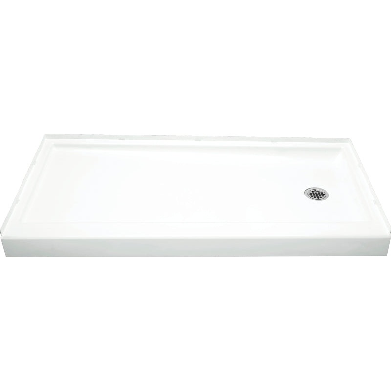 Sterling Ensemble 72171120-0 Shower Base, 60 in L, 30 in W, 5 in H, Vikrell, White, Alcove Installation, 3-5/16 in Drain, Right Hand Drain