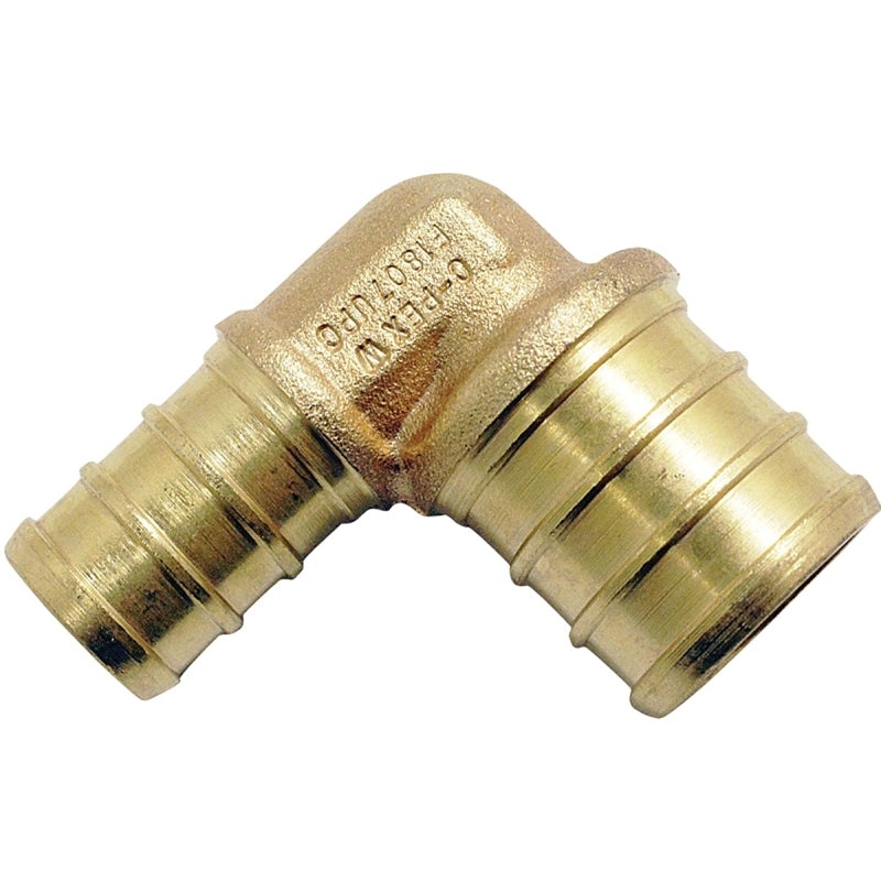 Apollo CPXE1234 Pipe Elbow, 1/2 x 3/4 in, 90 deg Angle, Brass, Pack of 5