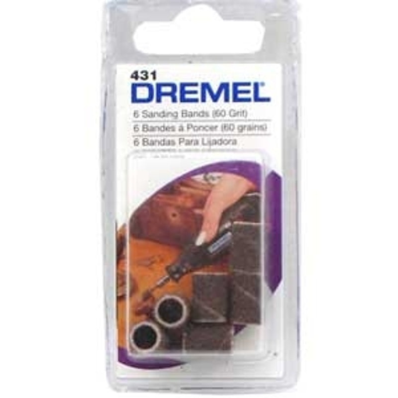 Dremel 438 Series Sanding Band, 1/2 in Dia Drum, 1/8 in Dia Shank, 120 Grit, Coarse