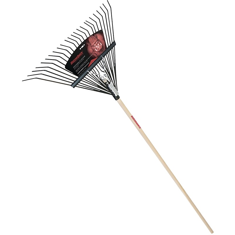Razor-Back 2911200 Leaf Rake, Steel Tine, 24-Tine, Hardwood Handle, 54 in L Handle